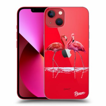 Picasee silikonski prozorni ovitek za Apple iPhone 14 Plus - Flamingos couple