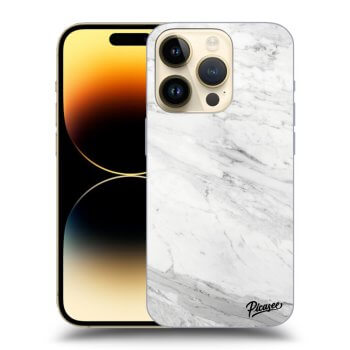 Picasee silikonski črni ovitek za Apple iPhone 14 Pro - White marble