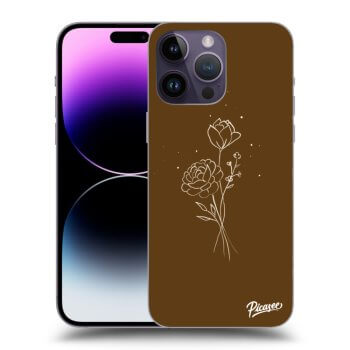 Picasee silikonski črni ovitek za Apple iPhone 14 Pro Max - Brown flowers