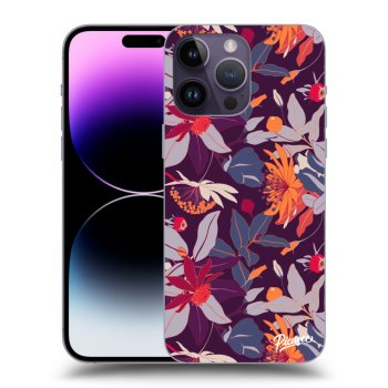 Picasee silikonski črni ovitek za Apple iPhone 14 Pro Max - Purple Leaf