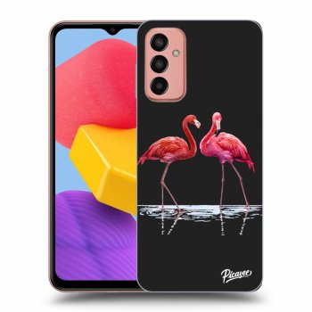 Picasee silikonski črni ovitek za Samsung Galaxy M13 M135F - Flamingos couple