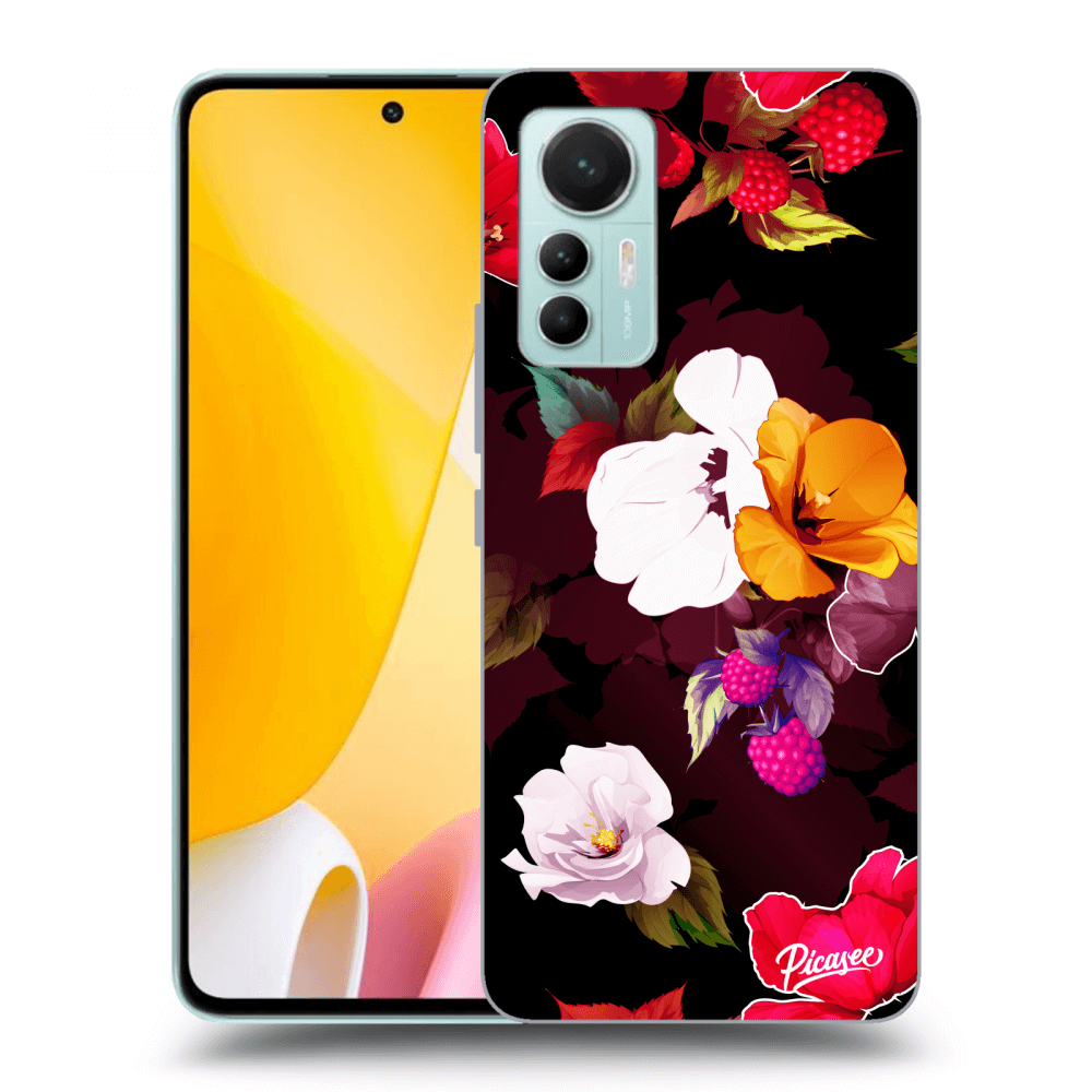 Picasee silikonski črni ovitek za Xiaomi 12 Lite - Flowers and Berries