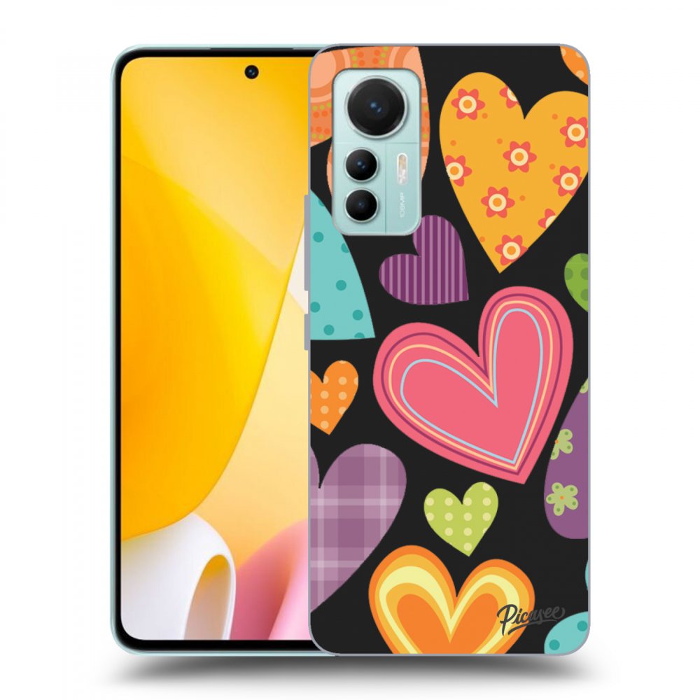 Picasee silikonski črni ovitek za Xiaomi 12 Lite - Colored heart
