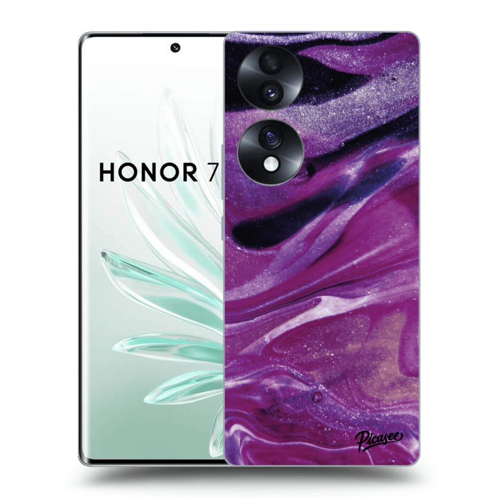 Picasee silikonski črni ovitek za Honor 70 - Purple glitter