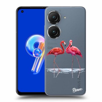 Picasee silikonski prozorni ovitek za Asus Zenfone 9 - Flamingos couple
