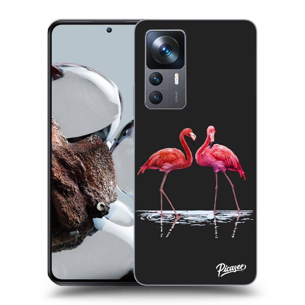 Picasee silikonski črni ovitek za Xiaomi 12T Pro - Flamingos couple