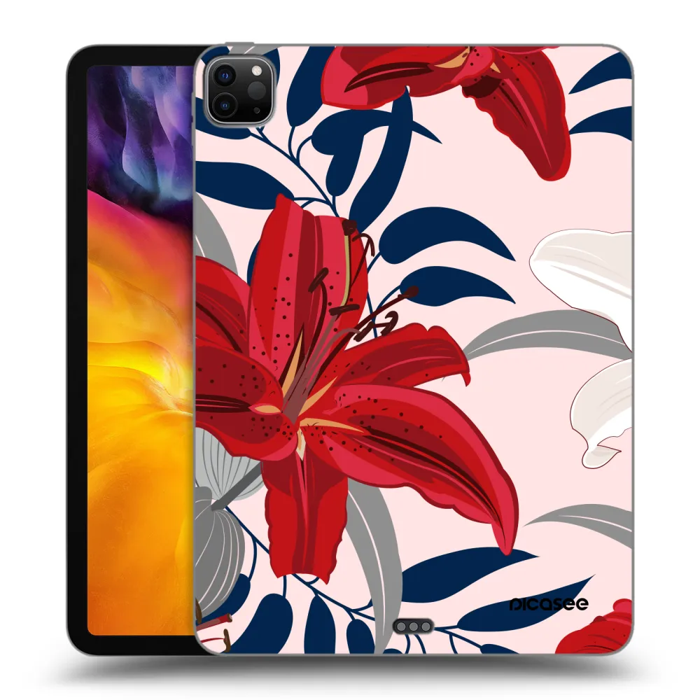 Picasee silikonski črni ovitek za Apple iPad Pro 11" 2022 M2 (4.generace) - Red Lily
