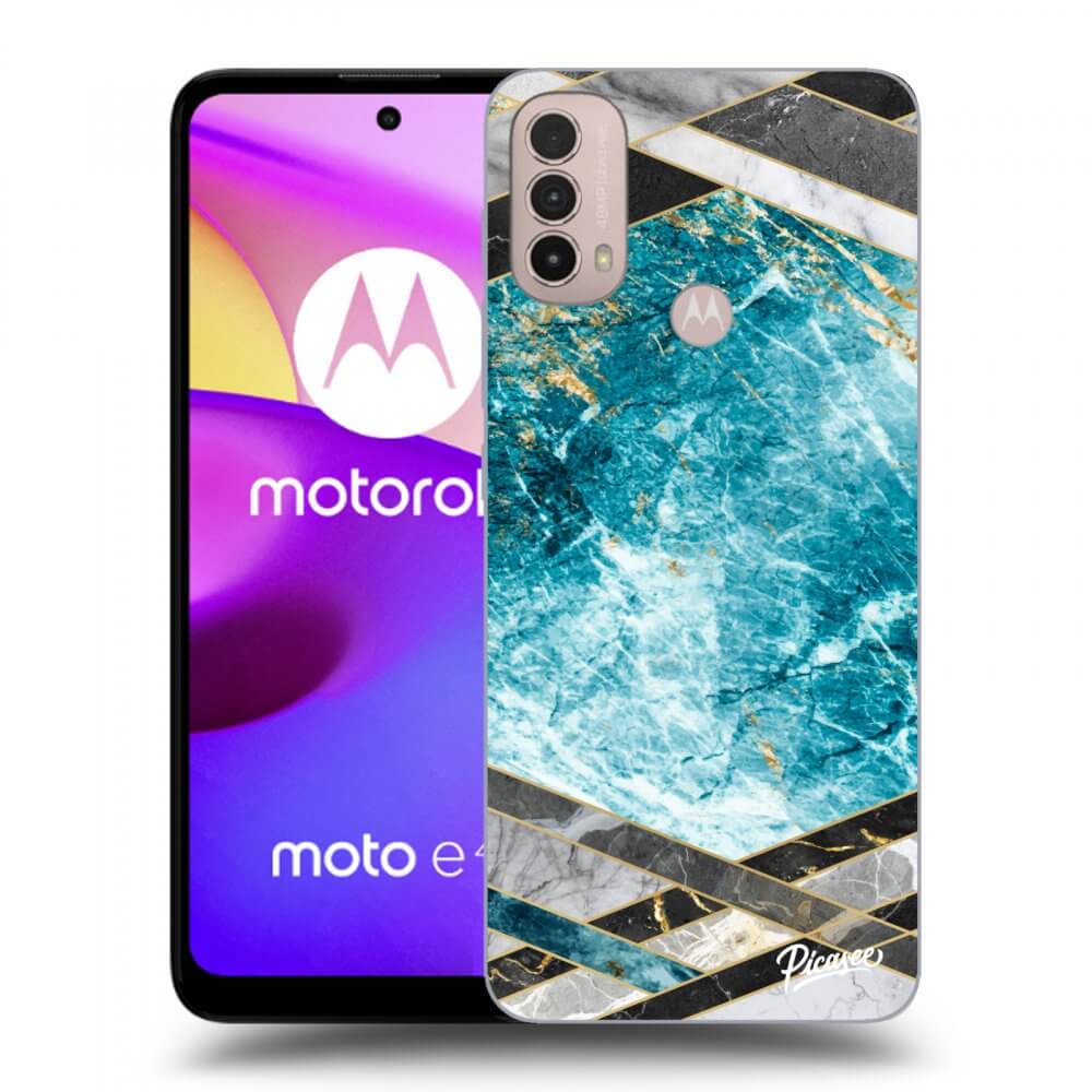 Picasee silikonski črni ovitek za Motorola Moto E40 - Blue geometry