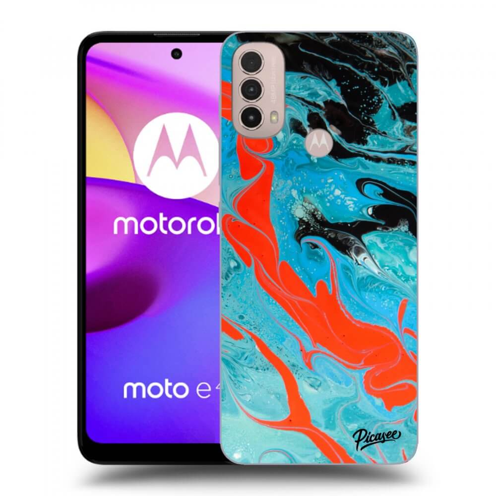 Picasee silikonski črni ovitek za Motorola Moto E40 - Blue Magma