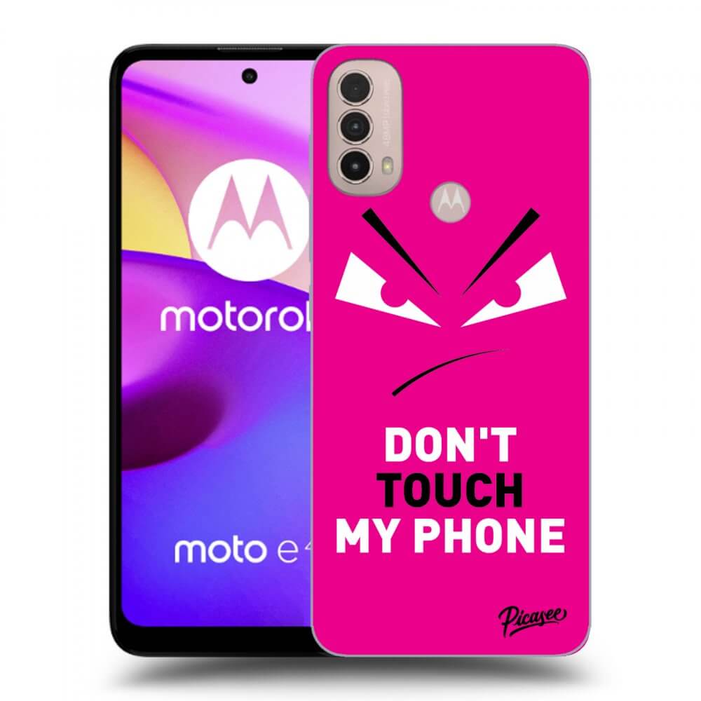 Picasee silikonski črni ovitek za Motorola Moto E40 - Evil Eye - Pink