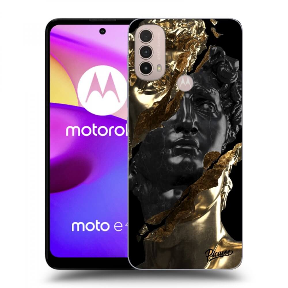Picasee silikonski črni ovitek za Motorola Moto E40 - Gold - Black