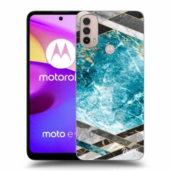 Ovitek za Motorola Moto E40 - Blue geometry