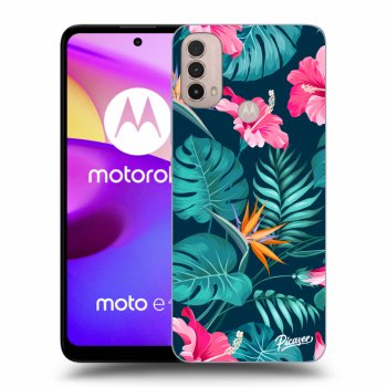 Picasee silikonski črni ovitek za Motorola Moto E40 - Pink Monstera