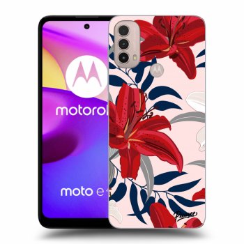 Picasee silikonski črni ovitek za Motorola Moto E40 - Red Lily