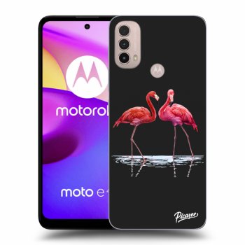 Picasee silikonski črni ovitek za Motorola Moto E40 - Flamingos couple