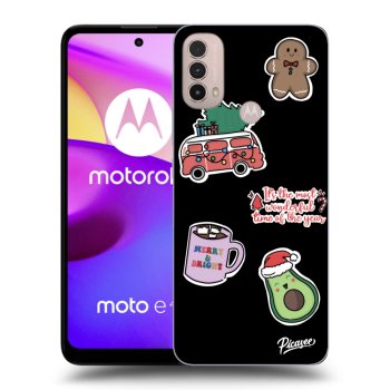 Picasee silikonski črni ovitek za Motorola Moto E40 - Christmas Stickers