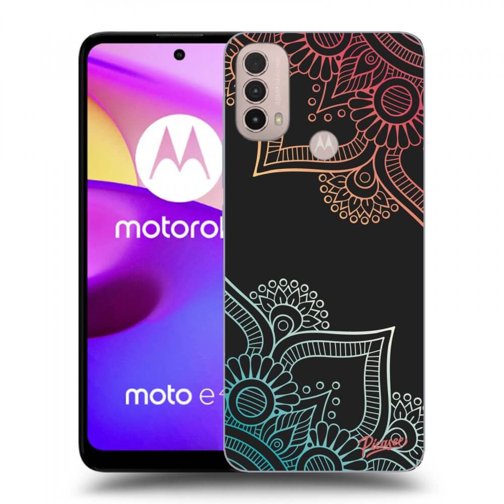Picasee silikonski črni ovitek za Motorola Moto E40 - Flowers pattern