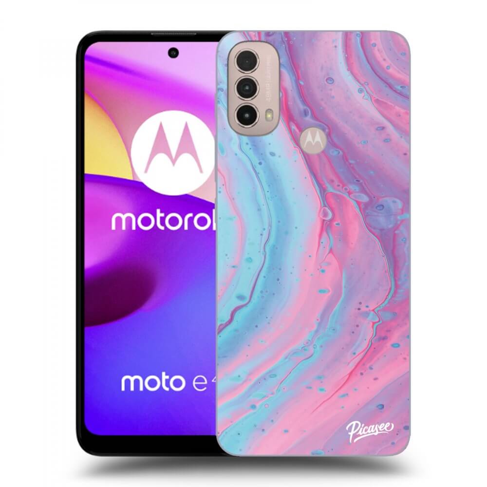 Picasee silikonski črni ovitek za Motorola Moto E40 - Pink liquid