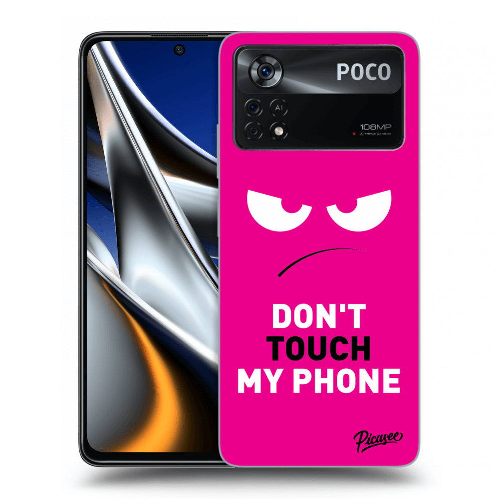 Picasee silikonski črni ovitek za Xiaomi Poco M4 Pro - Angry Eyes - Pink