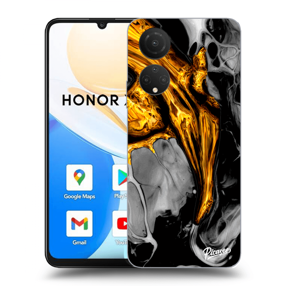 Picasee silikonski prozorni ovitek za Honor X7 - Black Gold