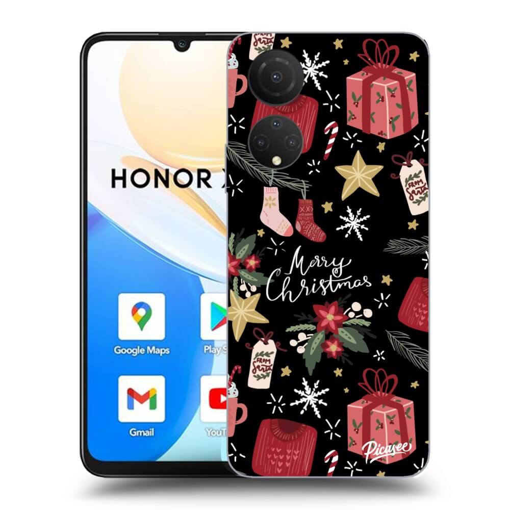 Picasee silikonski črni ovitek za Honor X7 - Christmas