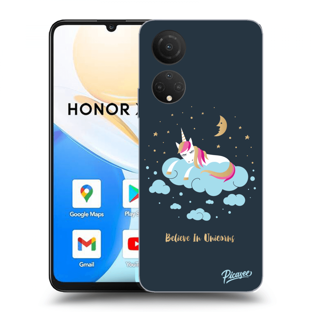 Picasee silikonski črni ovitek za Honor X7 - Believe In Unicorns