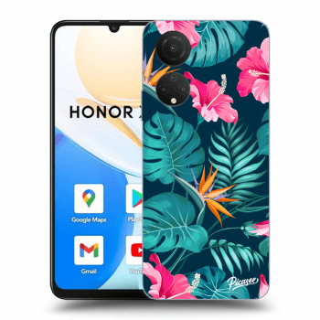 Picasee silikonski prozorni ovitek za Honor X7 - Pink Monstera