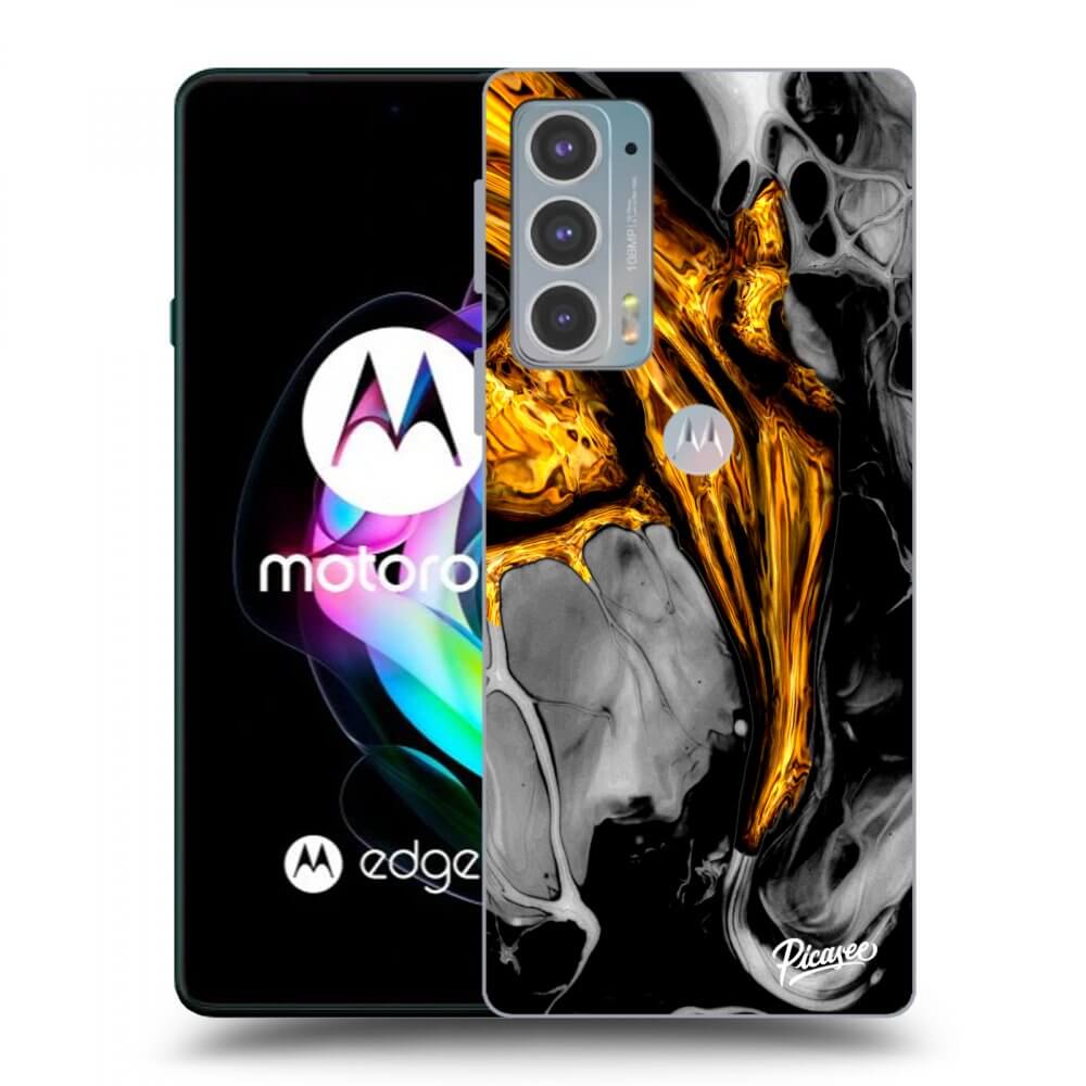 Picasee silikonski prozorni ovitek za Motorola Edge 20 - Black Gold