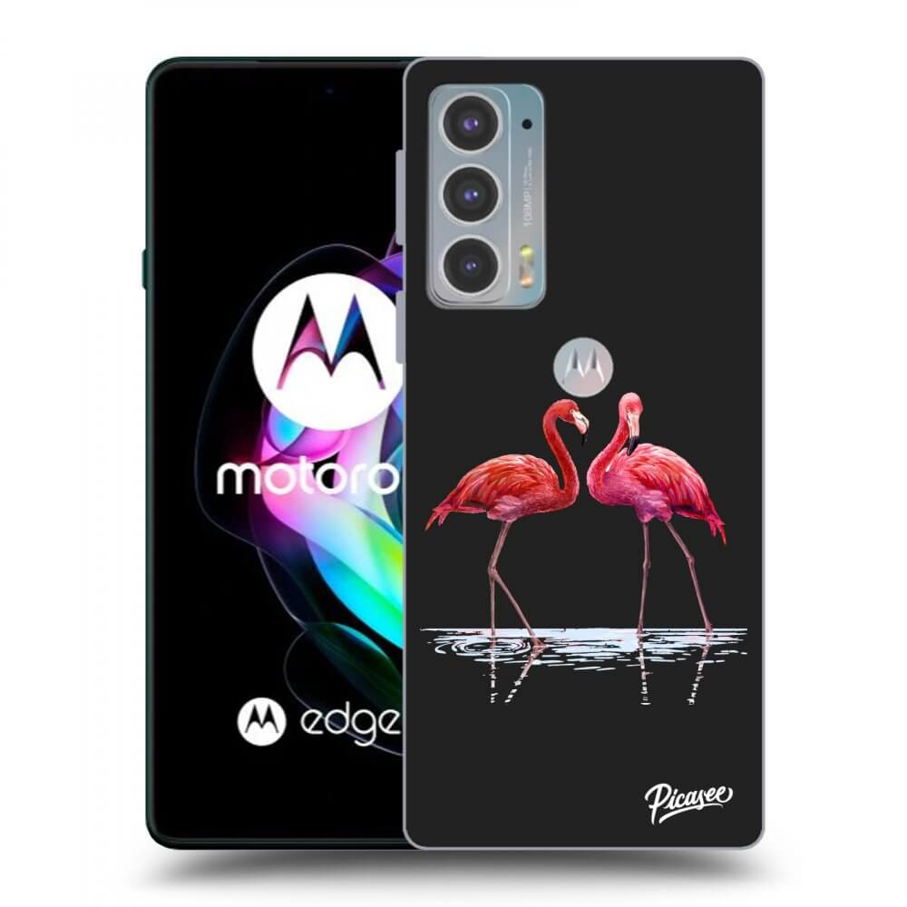 Picasee silikonski črni ovitek za Motorola Edge 20 - Flamingos couple
