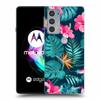 Picasee silikonski črni ovitek za Motorola Edge 20 - Pink Monstera