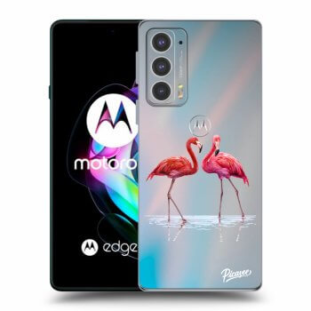 Picasee silikonski prozorni ovitek za Motorola Edge 20 - Flamingos couple