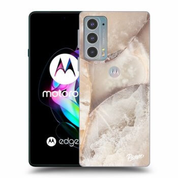 Picasee silikonski črni ovitek za Motorola Edge 20 - Cream marble