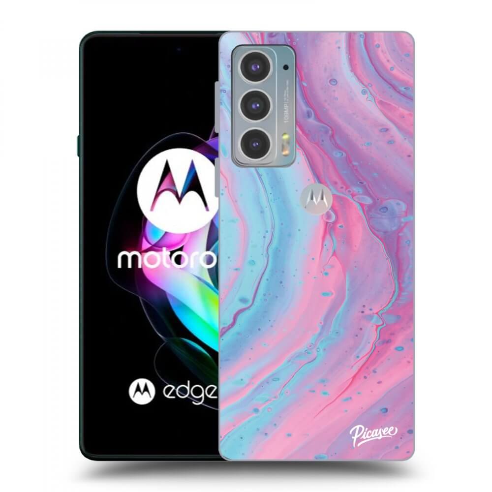 Picasee silikonski črni ovitek za Motorola Edge 20 - Pink liquid