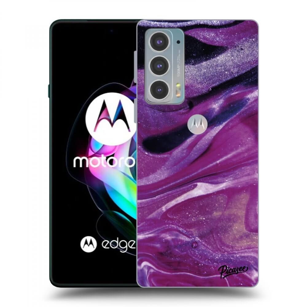 Picasee silikonski črni ovitek za Motorola Edge 20 - Purple glitter