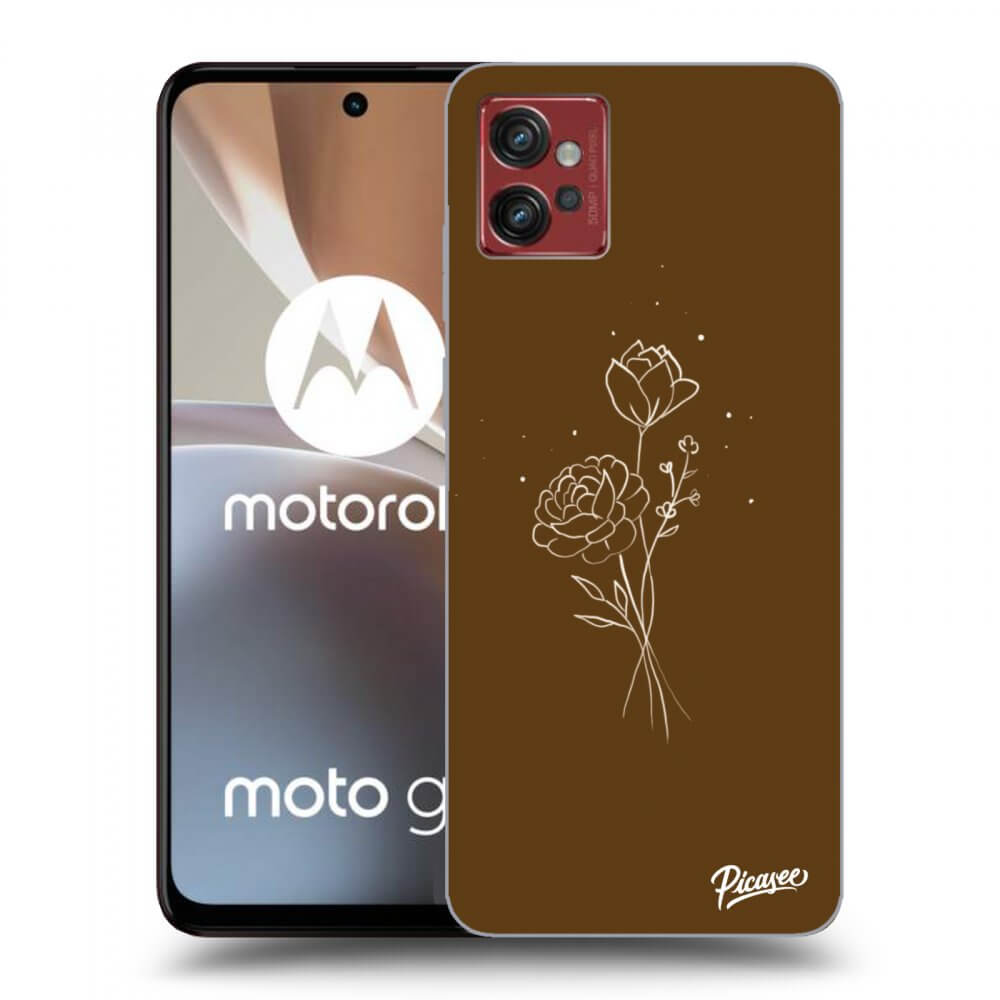 Picasee silikonski črni ovitek za Motorola Moto G32 - Brown flowers
