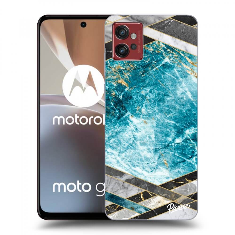 Picasee silikonski črni ovitek za Motorola Moto G32 - Blue geometry