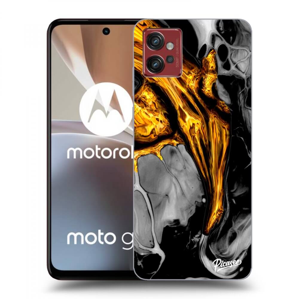 Picasee silikonski črni ovitek za Motorola Moto G32 - Black Gold