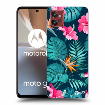 Picasee silikonski črni ovitek za Motorola Moto G32 - Pink Monstera