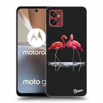 Picasee silikonski črni ovitek za Motorola Moto G32 - Flamingos couple