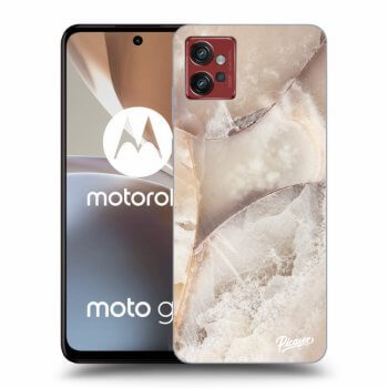 Picasee silikonski črni ovitek za Motorola Moto G32 - Cream marble