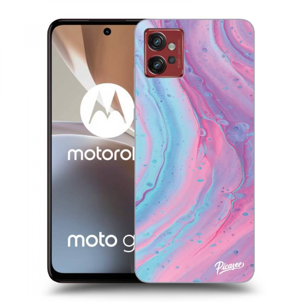 Picasee silikonski črni ovitek za Motorola Moto G32 - Pink liquid