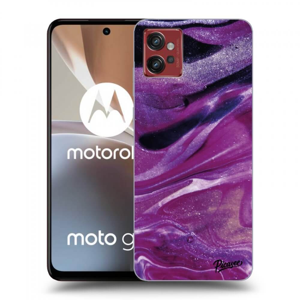 Picasee silikonski črni ovitek za Motorola Moto G32 - Purple glitter