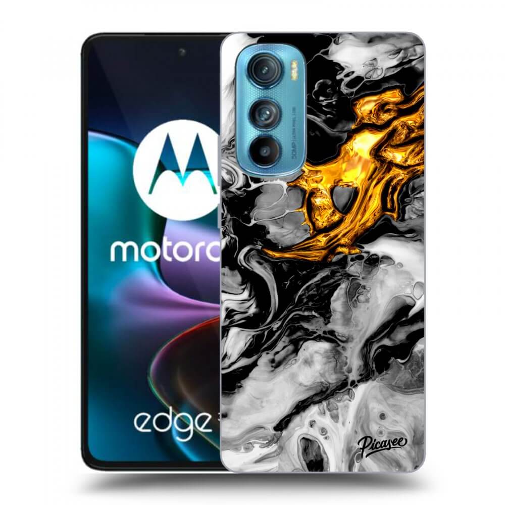 Picasee silikonski črni ovitek za Motorola Edge 30 - Black Gold 2