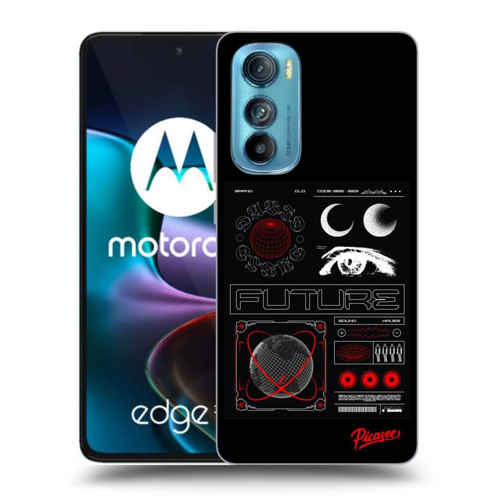 Picasee silikonski črni ovitek za Motorola Edge 30 - WAVES