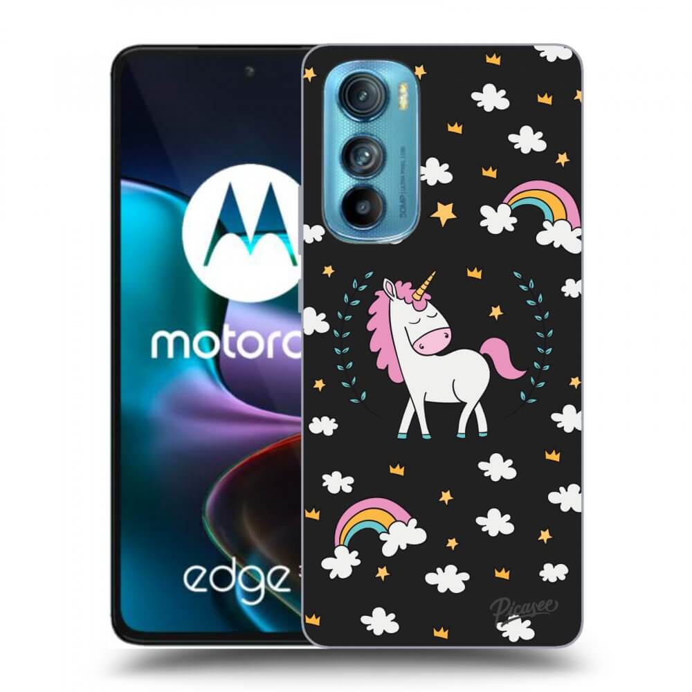 Picasee silikonski črni ovitek za Motorola Edge 30 - Unicorn star heaven