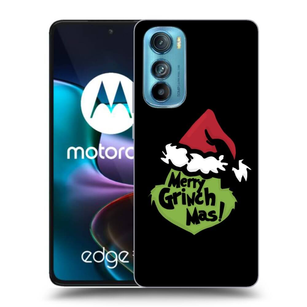 Picasee silikonski črni ovitek za Motorola Edge 30 - Grinch 2