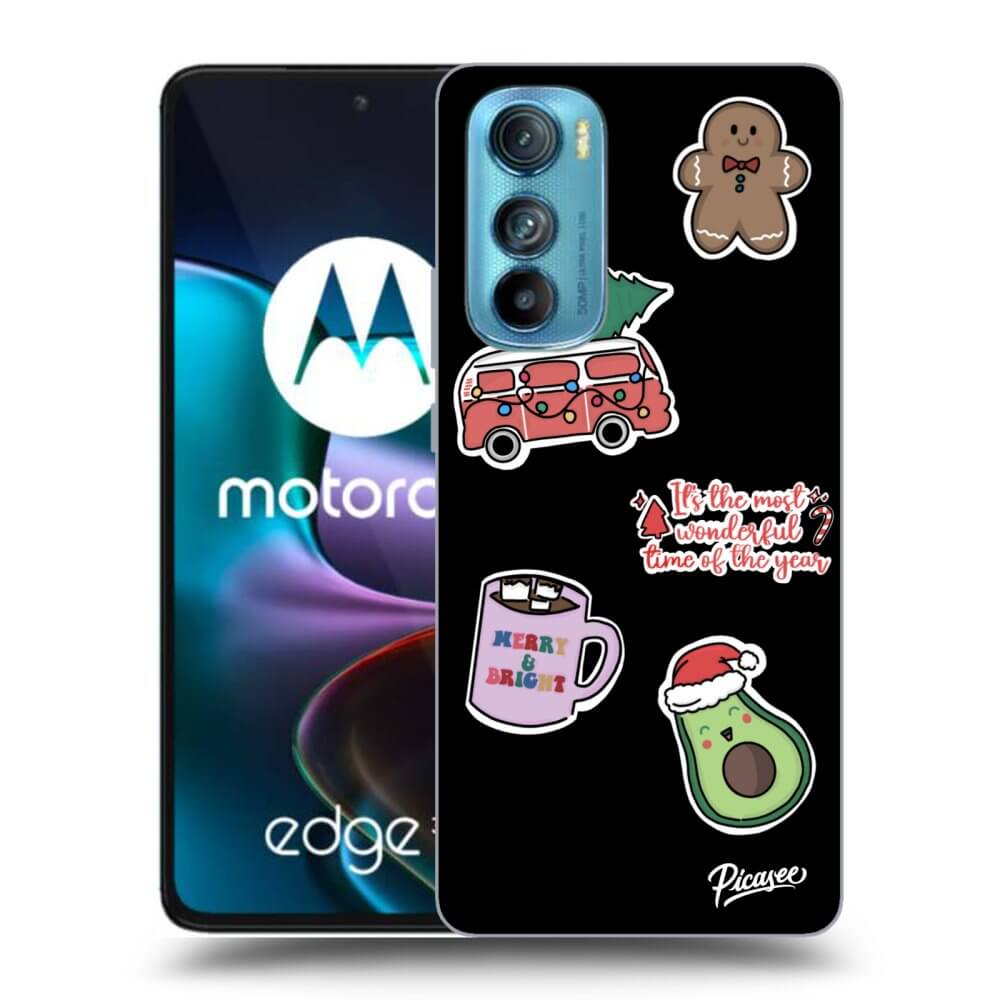 Picasee silikonski črni ovitek za Motorola Edge 30 - Christmas Stickers