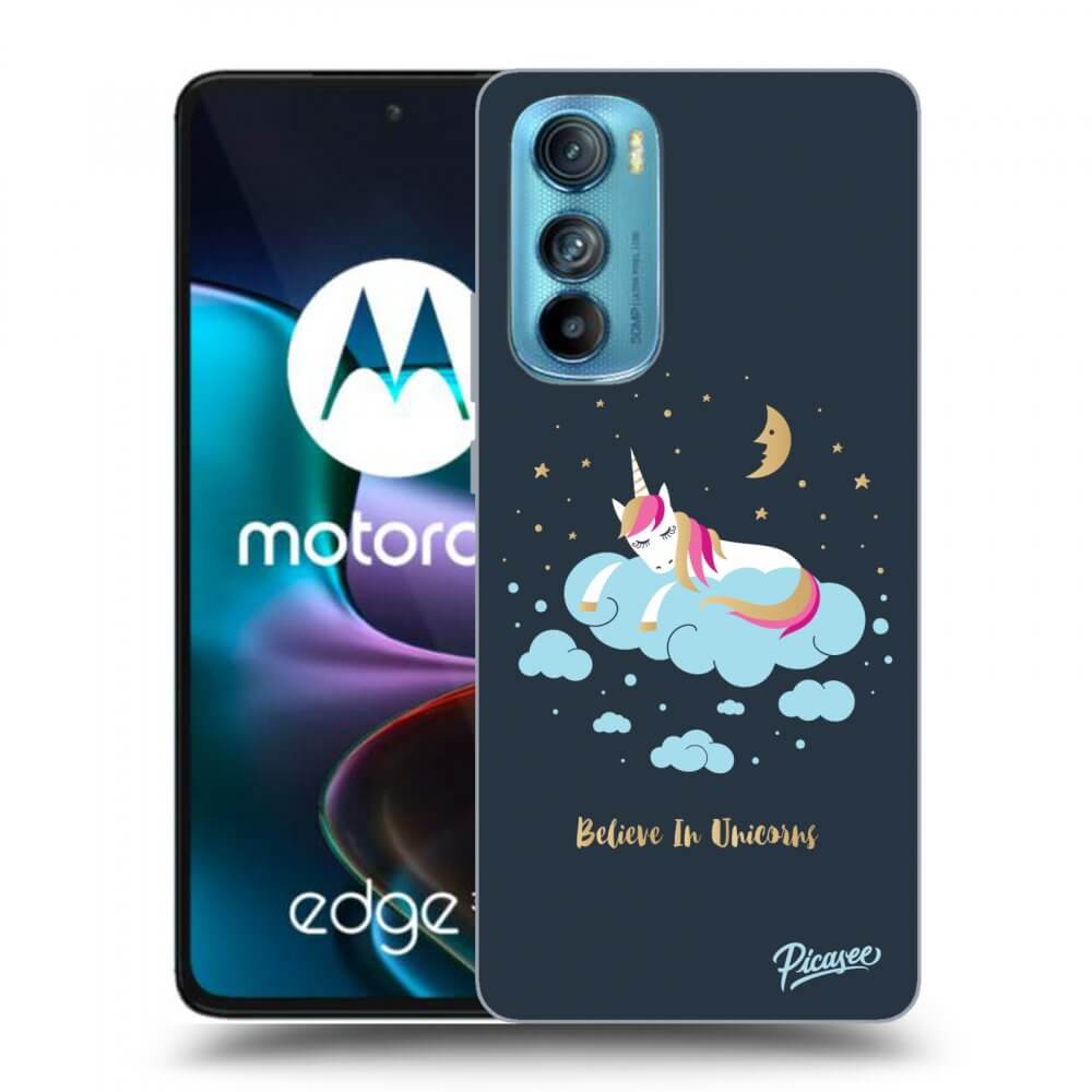 Picasee silikonski črni ovitek za Motorola Edge 30 - Believe In Unicorns
