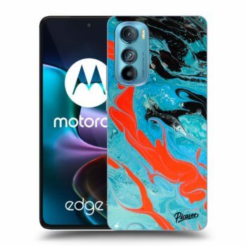 Picasee silikonski črni ovitek za Motorola Edge 30 - Blue Magma