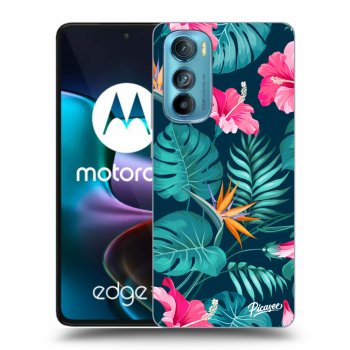 Picasee silikonski črni ovitek za Motorola Edge 30 - Pink Monstera